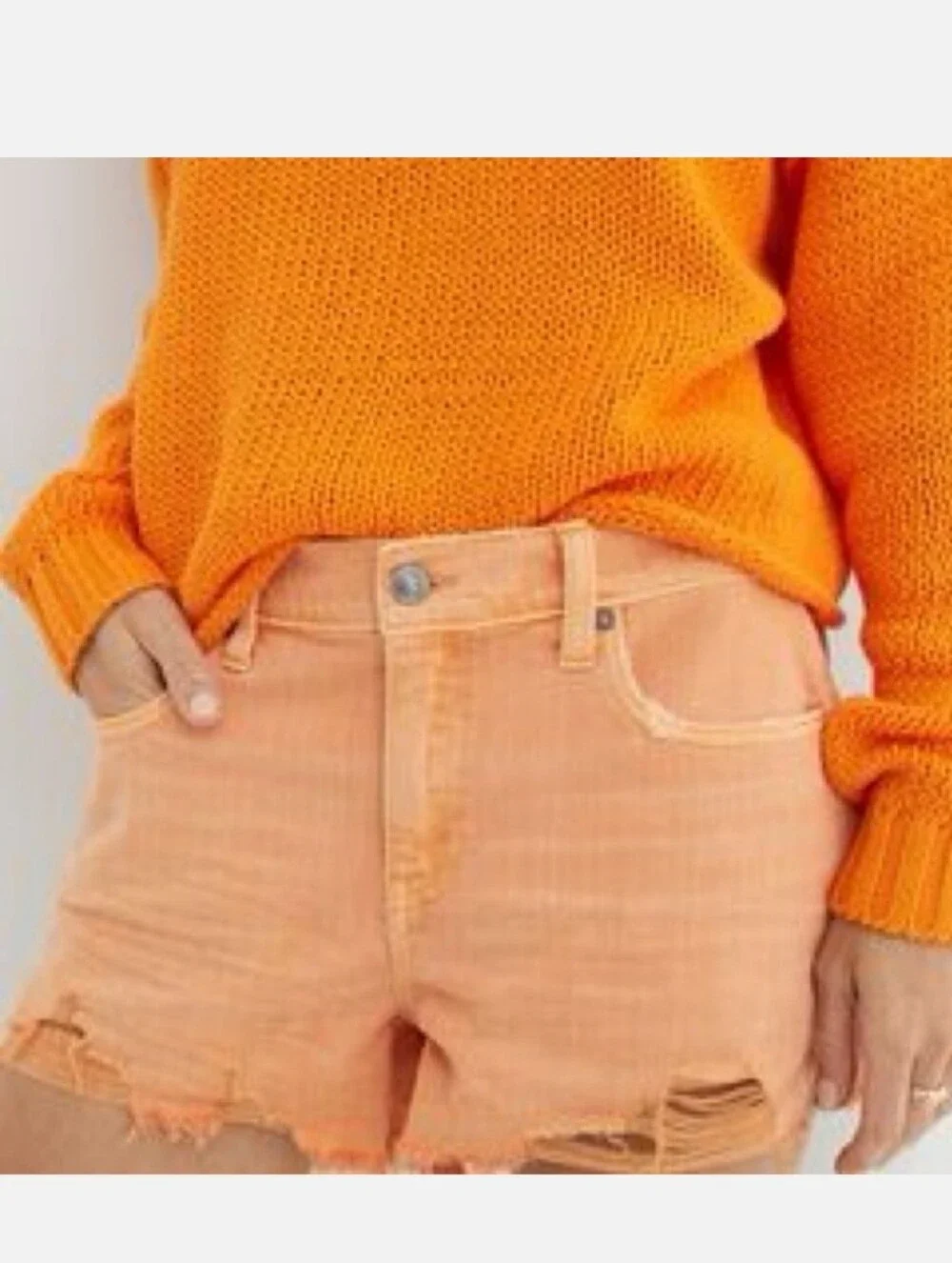 Aerie Daydream Denim Jean Shorts Orange ** Medium ** EUC!!!